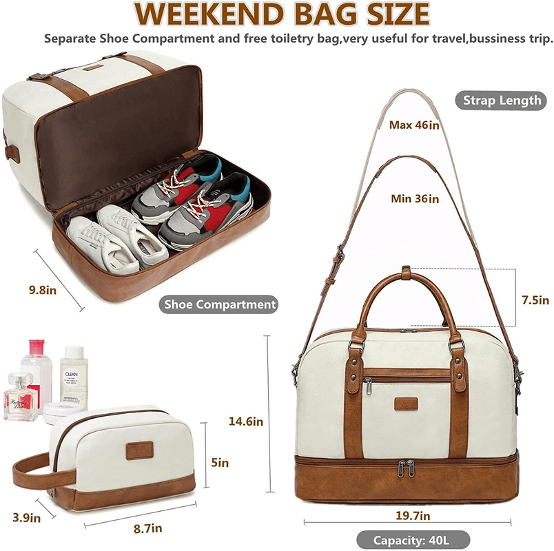 Stylish Duffel Travel Bags With Laptop Compartment Toiletry 19 Inch 19.7x9.8x14.6