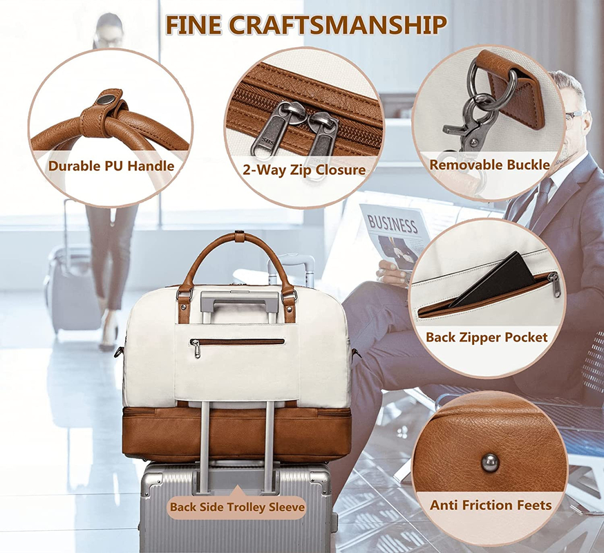 Stylish Duffel Travel Bags With Laptop Compartment Toiletry 19 Inch 19.7x9.8x14.6
