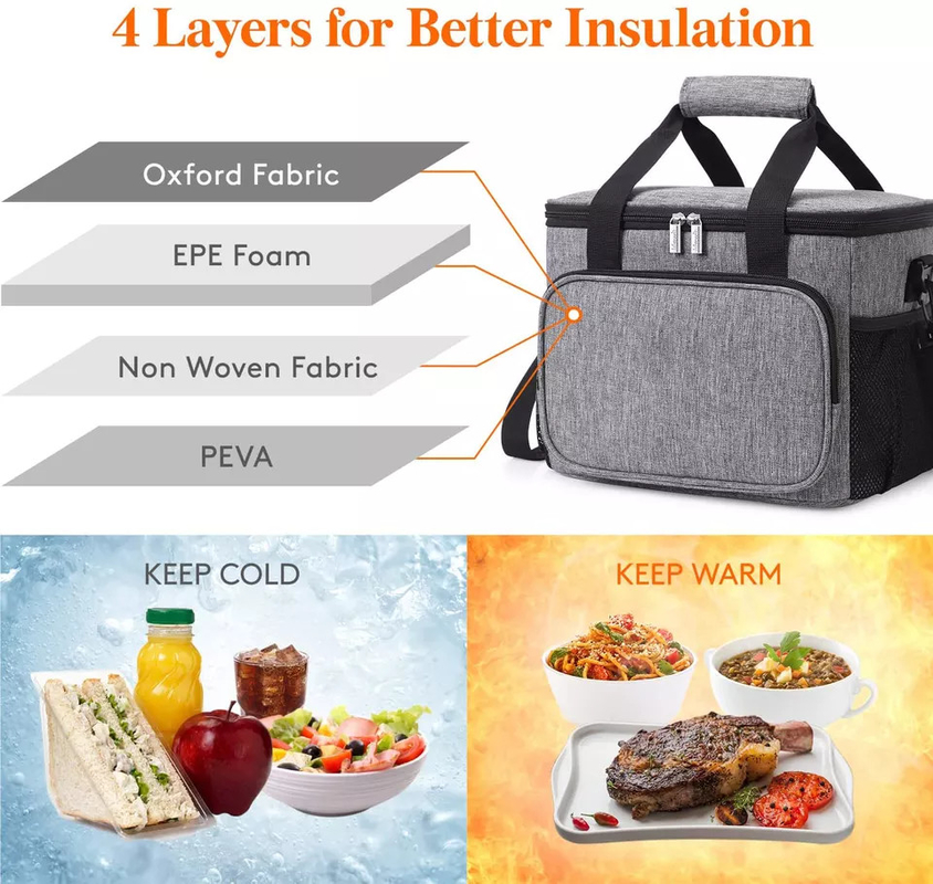 Soft Sided Custom Insulated Cooler Bag For Groceries Lunch Box Tote Office 24 Can