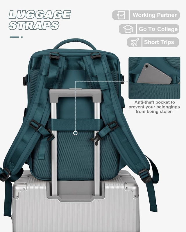 Waterproof Airline Approved Carry On Laptop College Hiking Travel Backpack With Shoe Compartment For Women Men