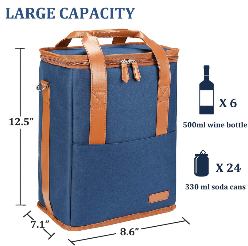 Xl Custom Insulated Cooler Bag Pouch For Groceries Wine 6 Bottles 8.6X7.1X12.5