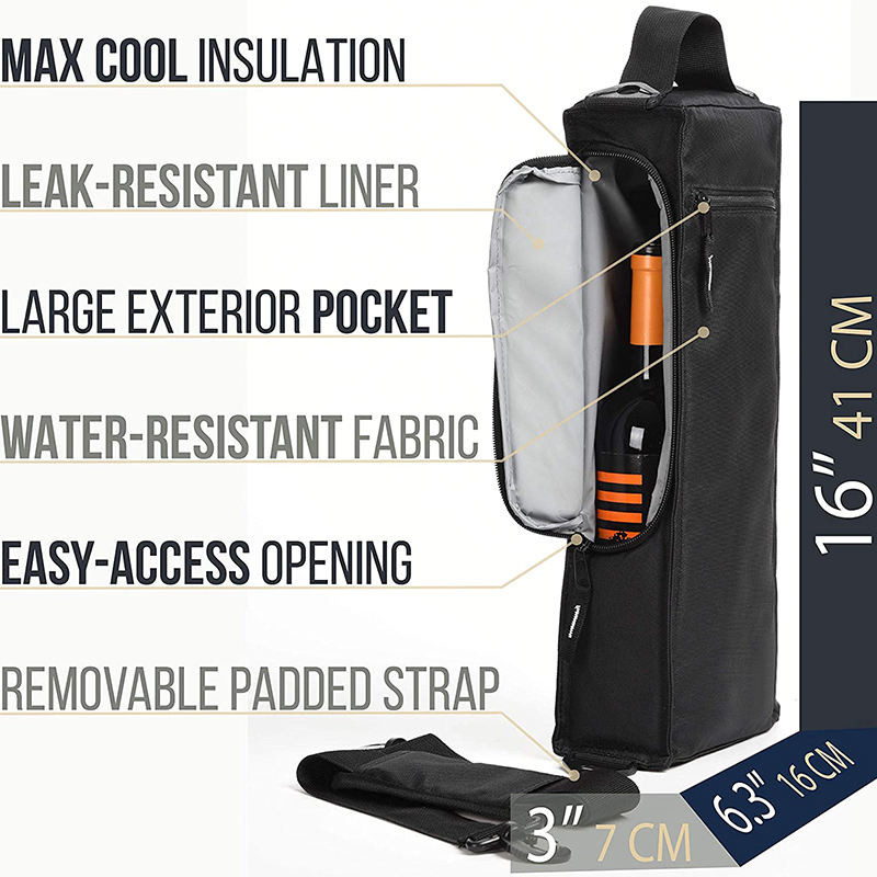 Waterproof Insulated Wine Cooler Bag Custom Logo Portable Soft 6 Cans Golf 6.3x3x16inches