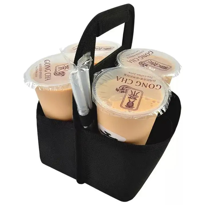 Portable Tote Storage Coffee Delivery Bag , 10*7 Inch Custom Coffee Cup Sleeves
