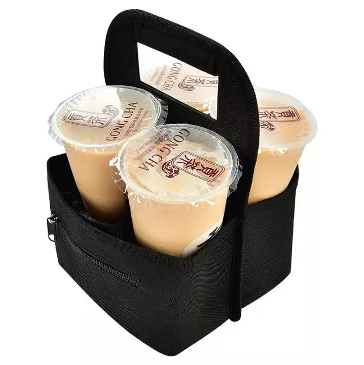 Portable Tote Storage Coffee Delivery Bag , 10*7 Inch Custom Coffee Cup Sleeves