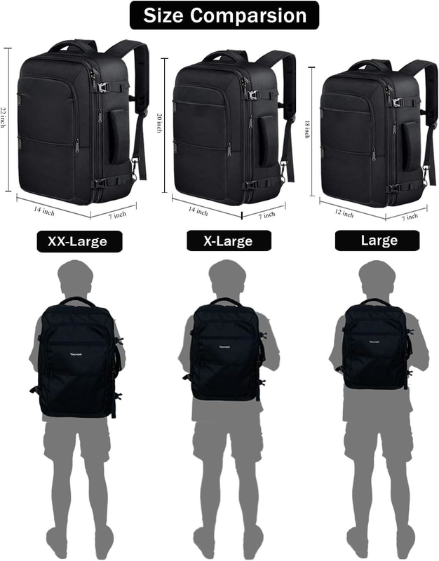 Black 40L Expandable Carry On Luggage Bag Flight Approved Outdoor Duffel Travel Bag