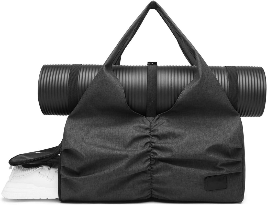 Polyester Black Yoga Gym Sports Customizable Duffle Bags With Wet Dry Storage Pockets