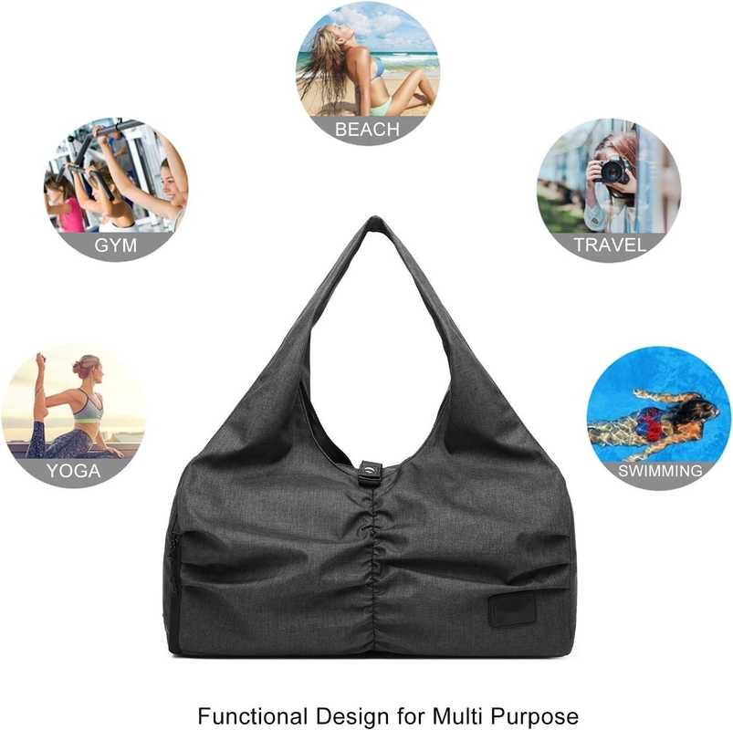 Polyester Black Yoga Gym Sports Customizable Duffle Bags With Wet Dry Storage Pockets