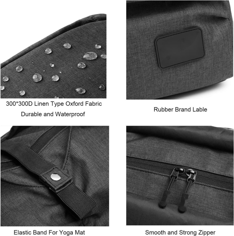 Polyester Black Yoga Gym Sports Customizable Duffle Bags With Wet Dry Storage Pockets