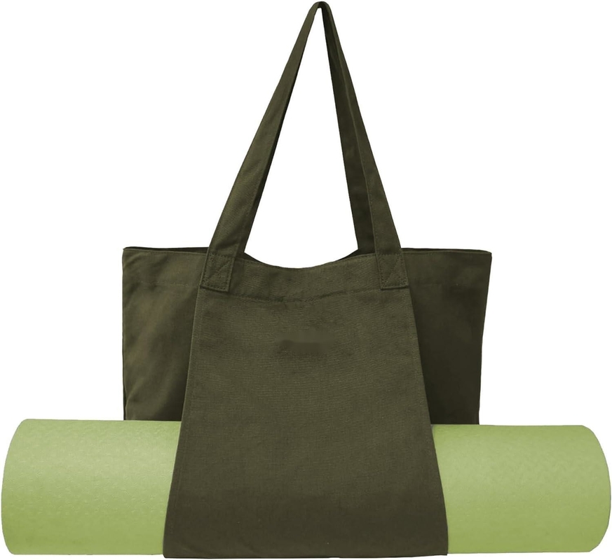 Large Durable Green Color Cotton Sports Customizable Duffle Bags With Shoes Compartment Pocket