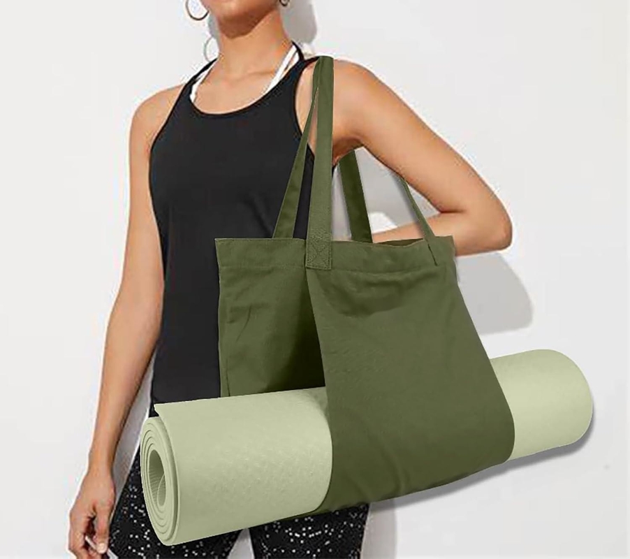 Large Durable Green Color Cotton Sports Customizable Duffle Bags With Shoes Compartment Pocket