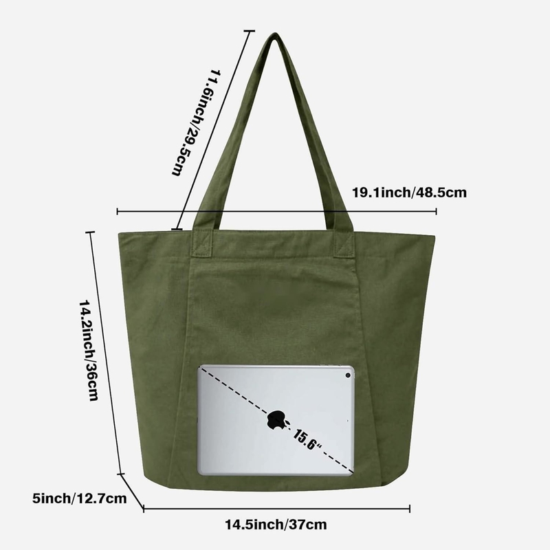 Large Durable Green Color Cotton Sports Customizable Duffle Bags With Shoes Compartment Pocket