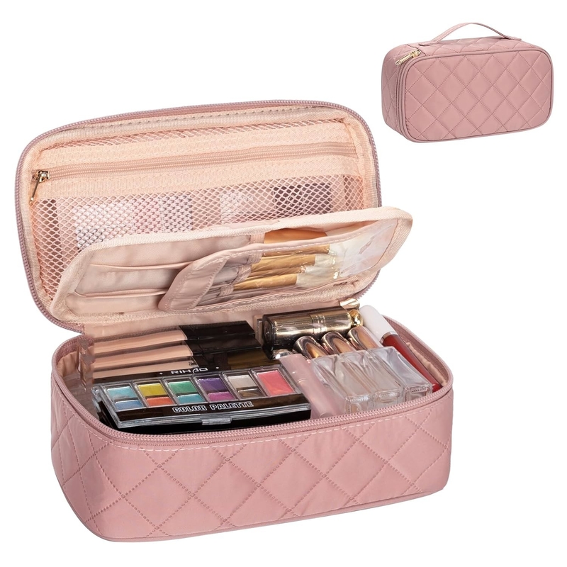 Portable Pink Cute Small Makeup Brush Organizer Custom Travel Bag With Compartment