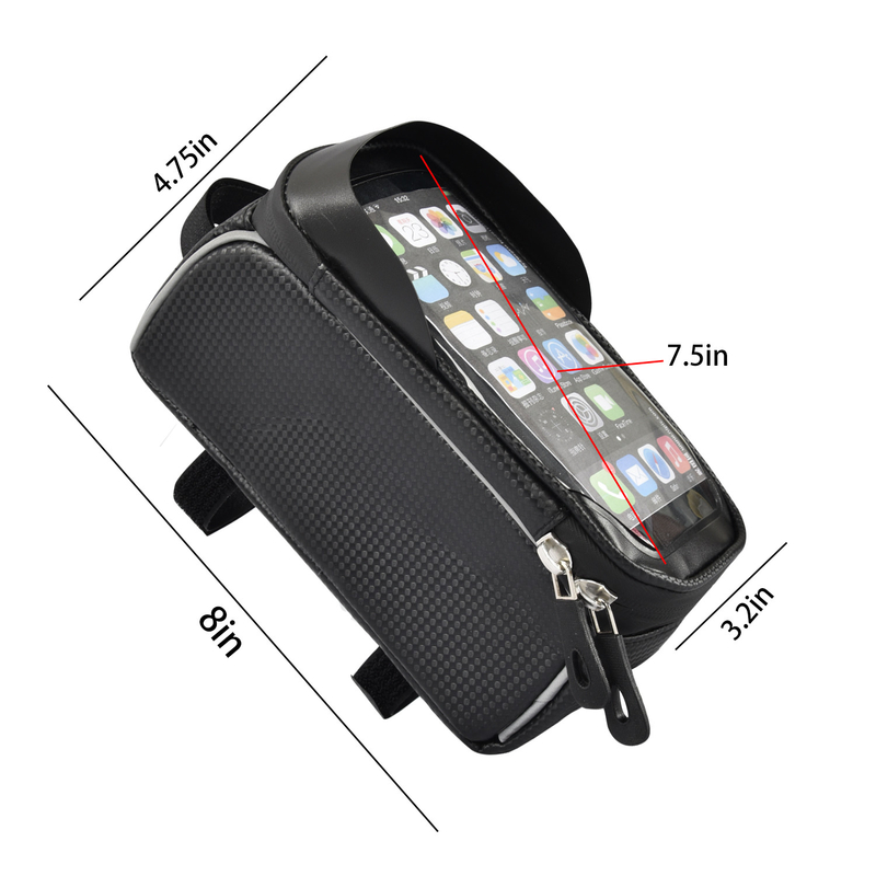 Top Tube Bag Phone Holder Bag With Headphone Hole Window Holder 8x3.2x4.75