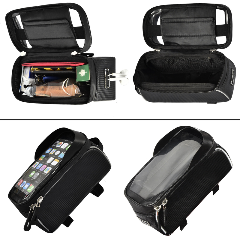 Top Tube Bag Phone Holder Bag With Headphone Hole Window Holder 8x3.2x4.75