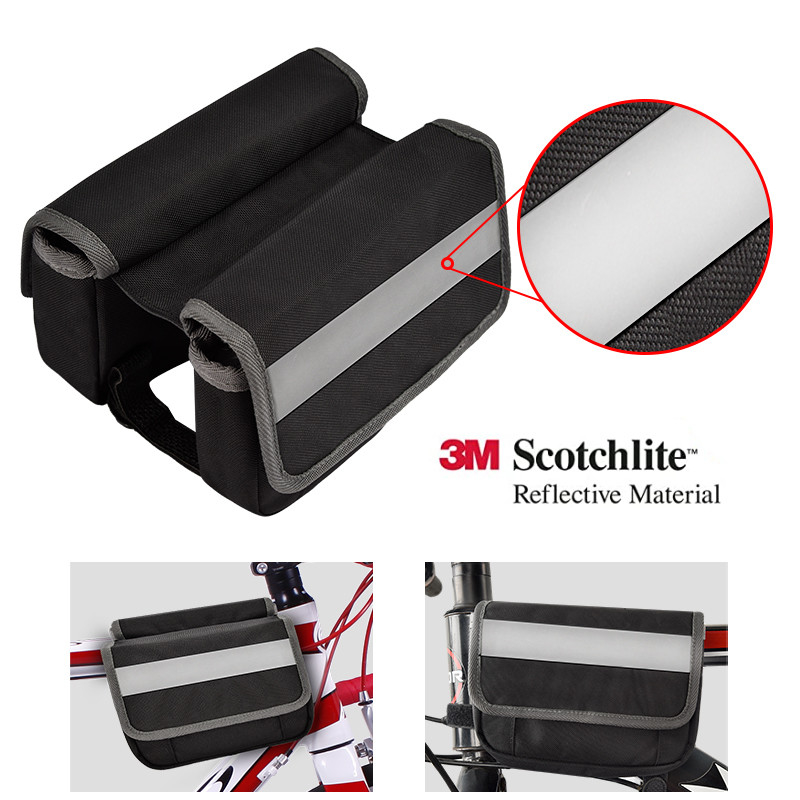 Large Phone Bike Bag OEM Waterproof Rear Under Seat Reflective Strip Pouch For Cycling 7X6X5