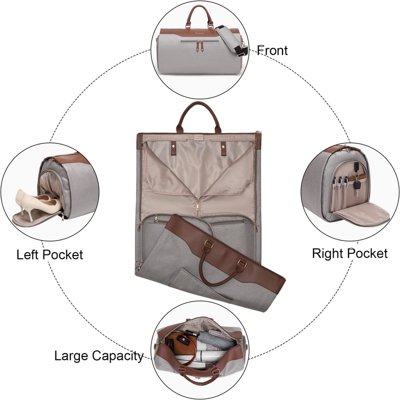 Men Women 2 In 1 Hanging Suit Case Custom Duffel Travel Bag With Shoulder Strap