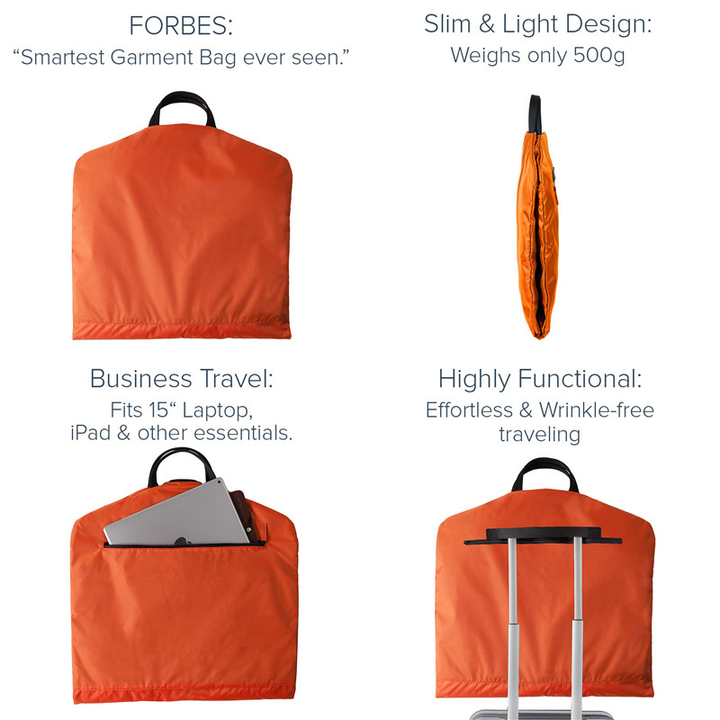 2 In 1 Garment Duffle Bag Carry On Mens Suit Hanger Zipper Pockets 1.1LBS