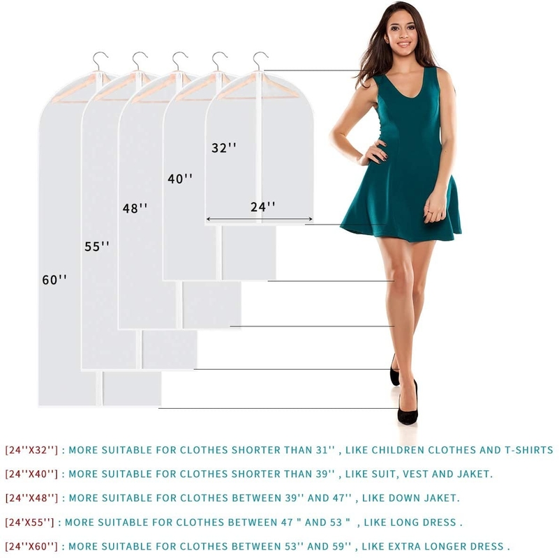 Clear Pvc Hanging Custom Travel Garment Bag For Long Dresses Clothes Full Zipper
