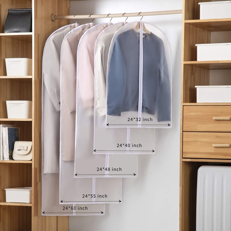 Clear Pvc Hanging Custom Travel Garment Bag For Long Dresses Clothes Full Zipper