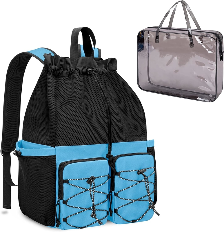 Large Waterproof Drawstring Beach Swim Gym Pool Sports Mesh Custom Travel Bag For Men And Women