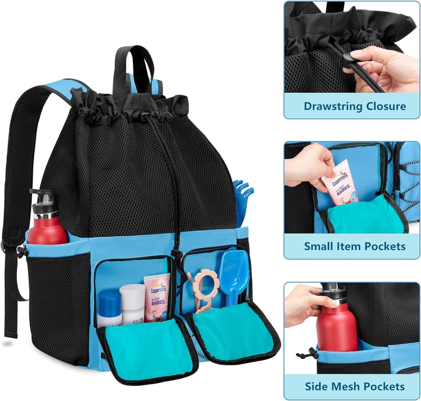 Large Waterproof Drawstring Beach Swim Gym Pool Sports Mesh Custom Travel Bag For Men And Women