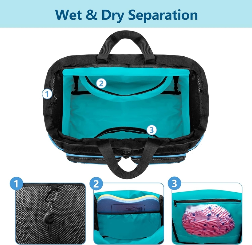 Large Waterproof Drawstring Beach Swim Gym Pool Sports Mesh Custom Travel Bag For Men And Women