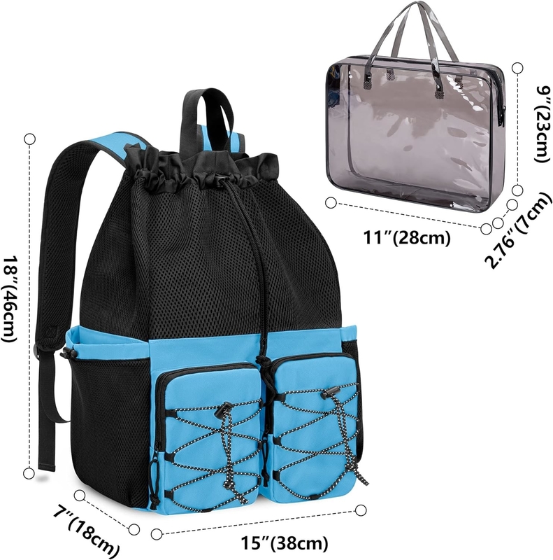 Large Waterproof Drawstring Beach Swim Gym Pool Sports Mesh Custom Travel Bag For Men And Women
