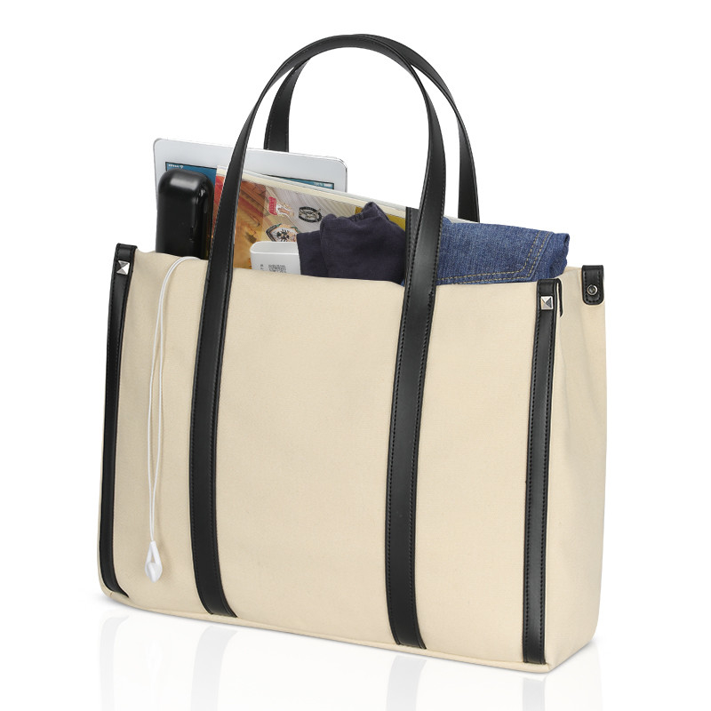 Big Size Canvas Custom Shopping Bags Short Handles Shoulder Tote 15x5x12