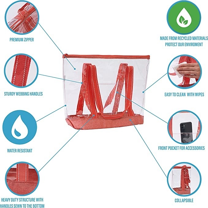 14 Inch Custom Shopping Bags With Logo Pvc Clear Tote Bag Stadium Outdoor Pool