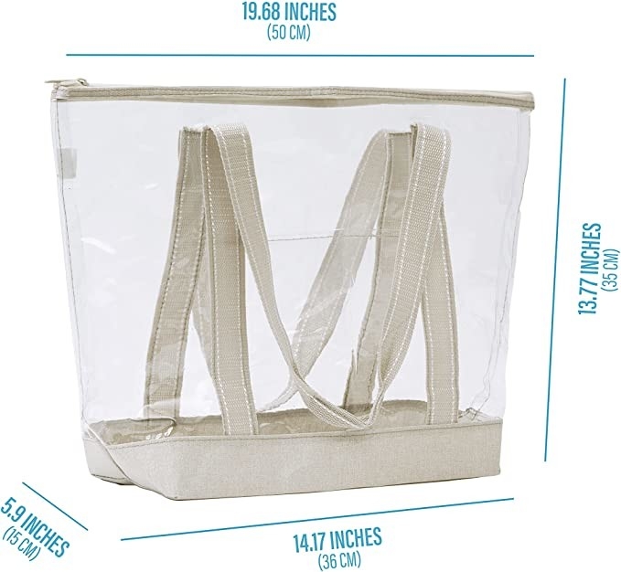Clear Custom Shopping Bags Carrier Transparent PVC Tote Bag Stadium Outdoor Beach 14x5x13