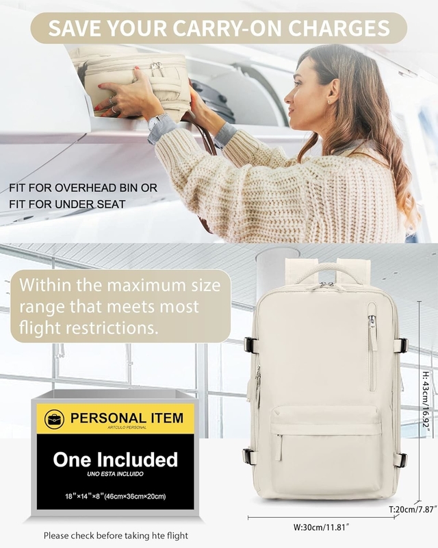 Beige Large Airline Approved Carry On Waterproof Business Work Custom Travel Bag for Women Men