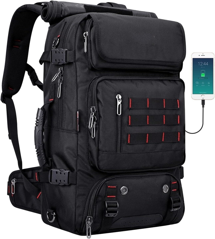 Black Large Capacity Airline Convertible Nylon Carry on Customizable Duffle Bags for Men