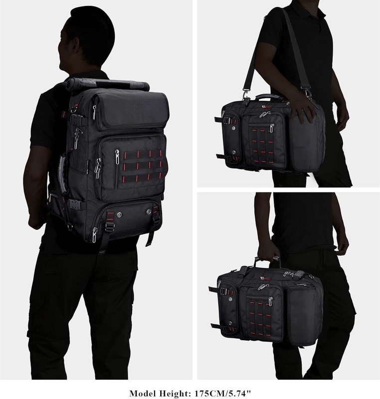 Black Large Capacity Airline Convertible Nylon Carry on Customizable Duffle Bags for Men