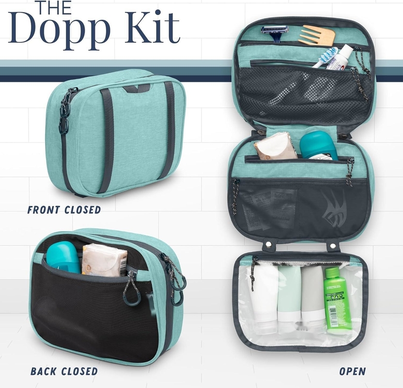 Ultralight Accessory Hanging Organizer Pouch Dusty Teal Makeup Custom Travel Bag with Brush Holder