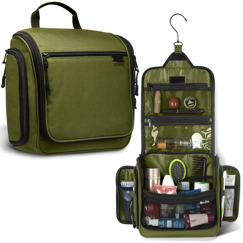 Waterproof Large Hygiene Toiletry Makeup Cosmetics Customizable Duffle Bags with Metal Swivel Hook for Men Women