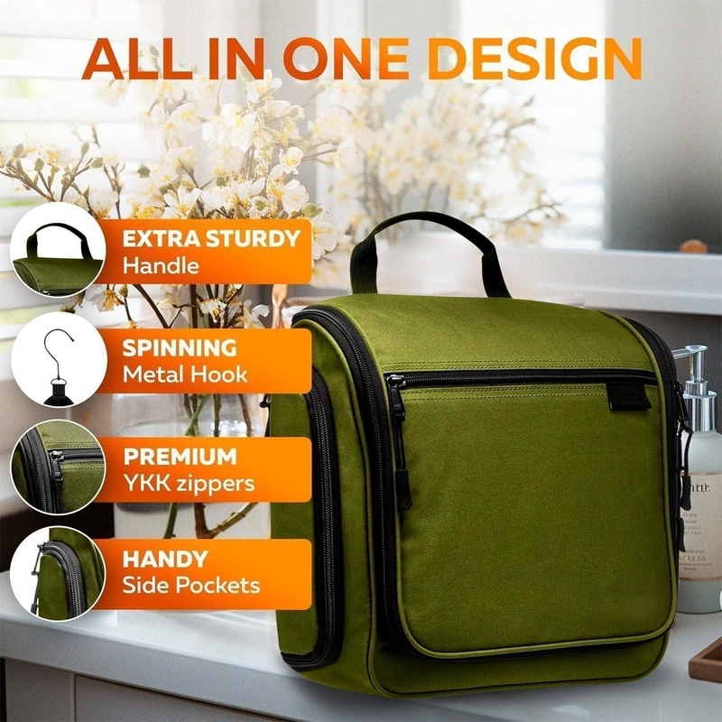 Waterproof Large Hygiene Toiletry Makeup Cosmetics Customizable Duffle Bags with Metal Swivel Hook for Men Women