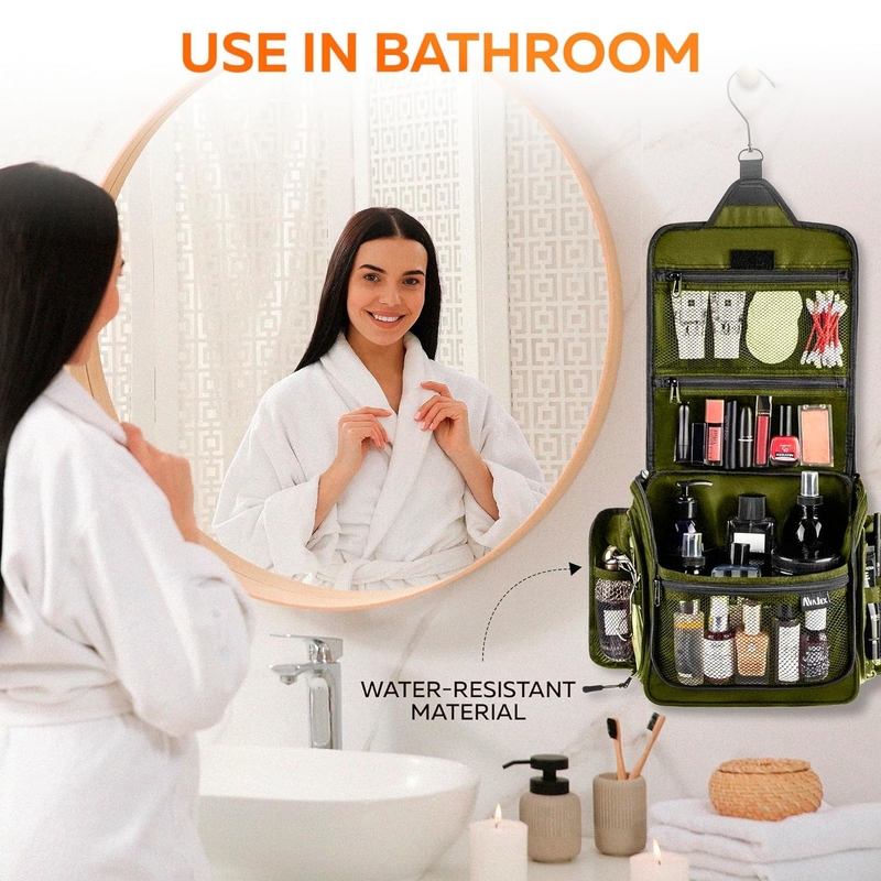 Waterproof Large Hygiene Toiletry Makeup Cosmetics Customizable Duffle Bags with Metal Swivel Hook for Men Women