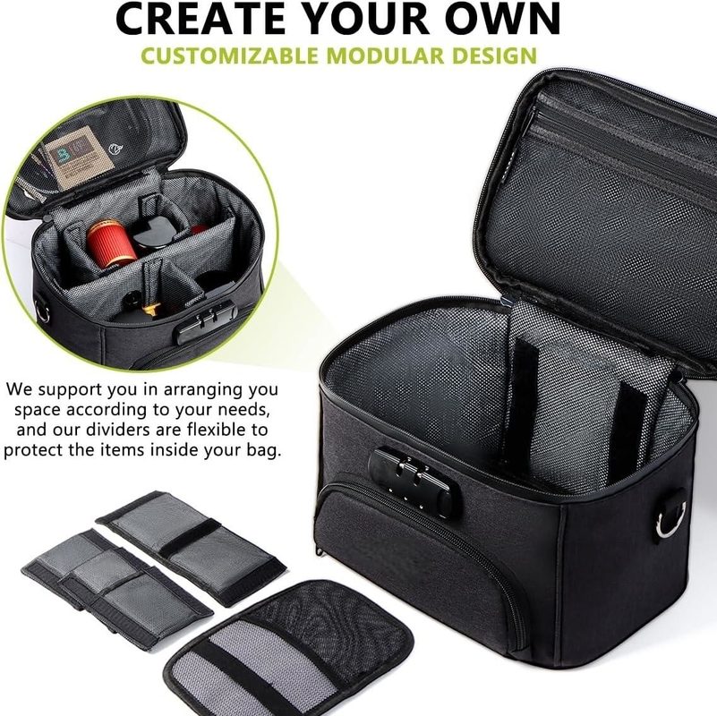Waterproof Large Carbon Lining Portable Custom Travel Smell Proof Bag with Combination Lock