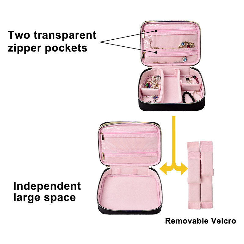 Big Jewelry Storage Bag Large Double Layer Travel 210D Nylon 9.4x3x7.2