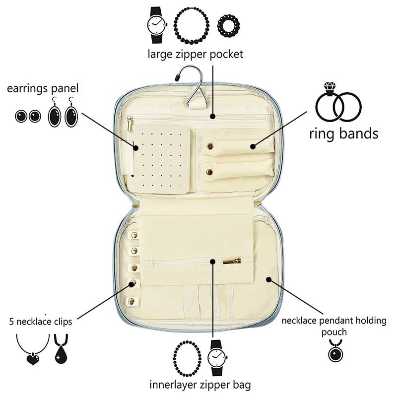 Small Faux Leather Travel Jewelry Storage Bags  Travel Portable BSCI 10x6.4x2
