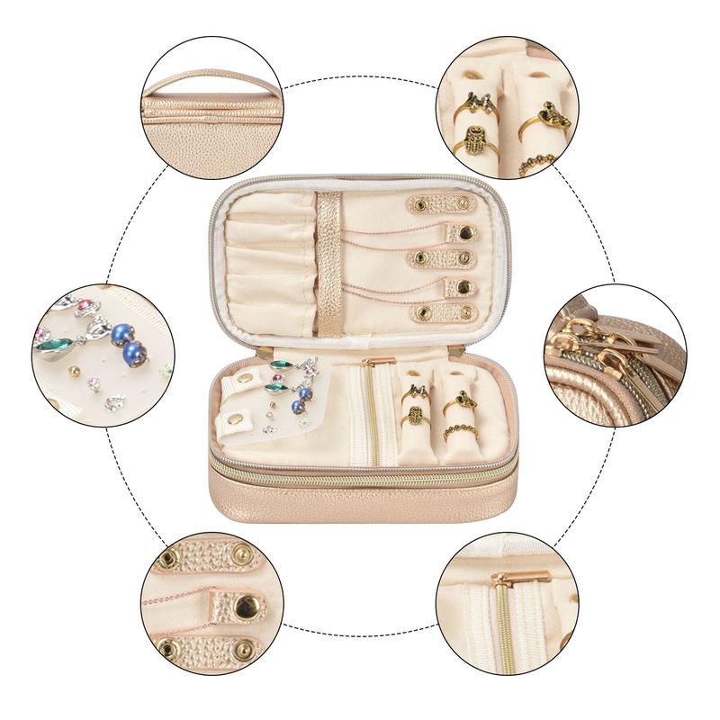 OEM  2 Layer Jewelry Storage Bag Pouches Organizer Pouch Earring Travel Case 7x2.4x3.9