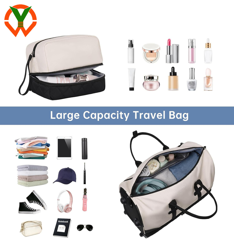 21 Inch Large Capacity Rolling Travel Bag With Shoe Compartment And Wheels For Women