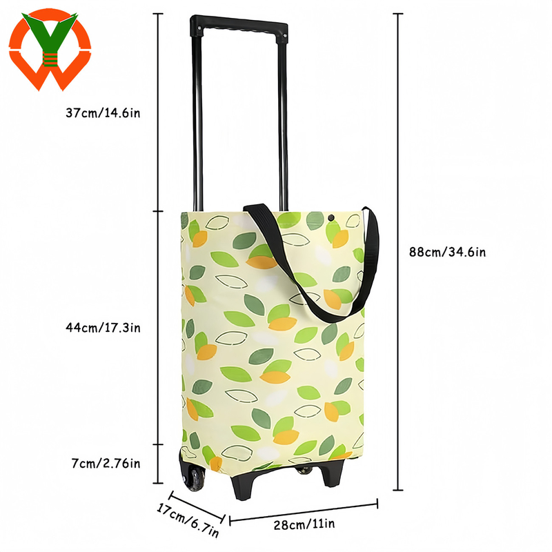 2 In 1 Durable Foldable Shopping Bag With Wheels Reusable Grocery For Shopping