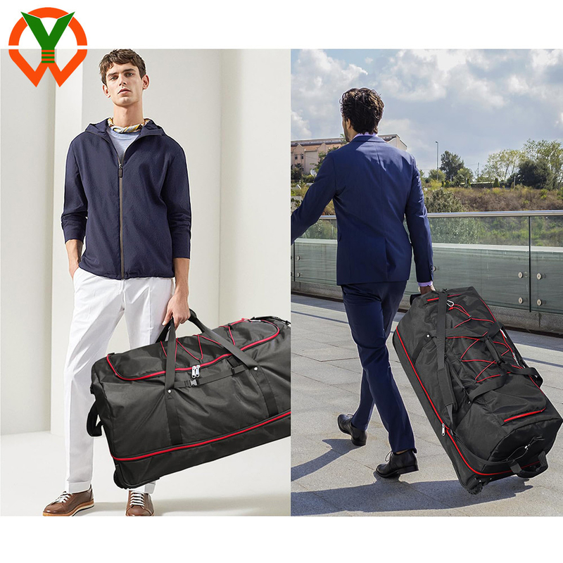 120L/140L Double Rubber Wheel Folding   Travel Duffle Bag And Multiple Pockets And Compartments